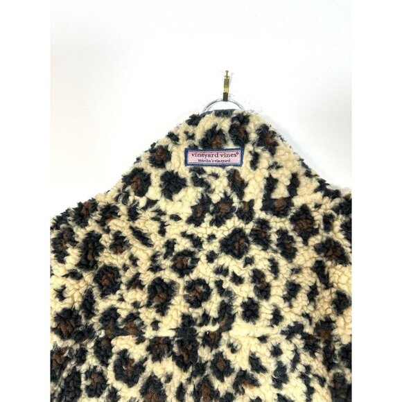 Vineyard Vines XS Womens Leopard Print Fleece SuperShep 1/2 Zip Pullover Animal - Picture 13 of 14
